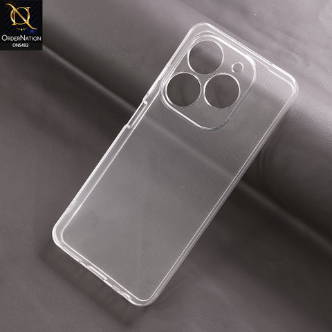 Tecno Pop 8 Cover - Transparent - Soft 4D Design Shockproof Silicone Clear Case