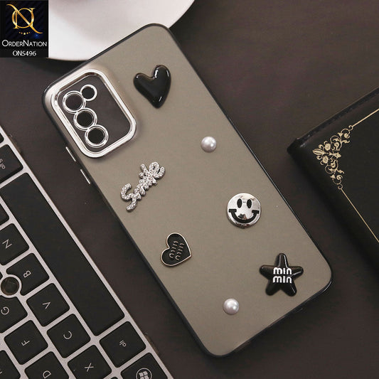 Samsung Galaxy A02s Cover - Black - 3D Smile Cartoon Matte Shinny Case With Camera Protection Soft Border Case