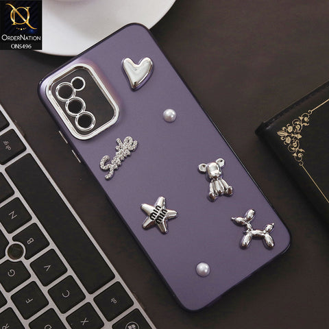 Samsung Galaxy A02s Cover - Purple - 3D Smile Cartoon Matte Shinny Case With Camera Protection Soft Border Case