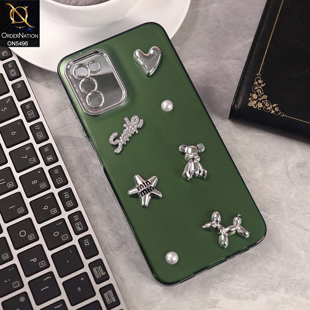 Samsung Galaxy M02s Cover - Green -  3D Smile Cartoon Matte Shinny Case With Camera Protection Soft Border Case