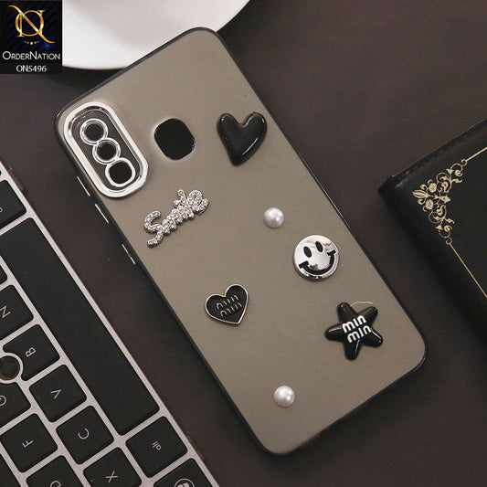 Samsung Galaxy A30 Cover - Black - 3D Smile Cartoon Matte Shinny Case With Camera Protection Soft Border Case
