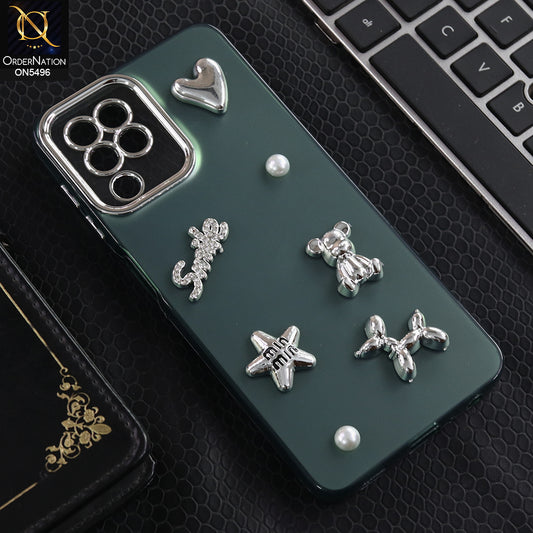 Samsung Galaxy M22 - Green -  3D Smile Cartoon Matte Shinny Case With Camera Protection Soft Border Case
