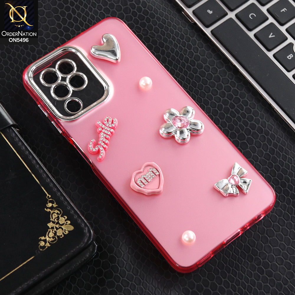 Samsung Galaxy M32 - Pink -  3D Smile Cartoon Matte Shinny Case With Camera Protection Soft Border Case