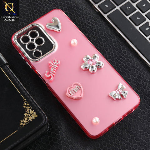 Samsung Galaxy M32 - Pink -  3D Smile Cartoon Matte Shinny Case With Camera Protection Soft Border Case