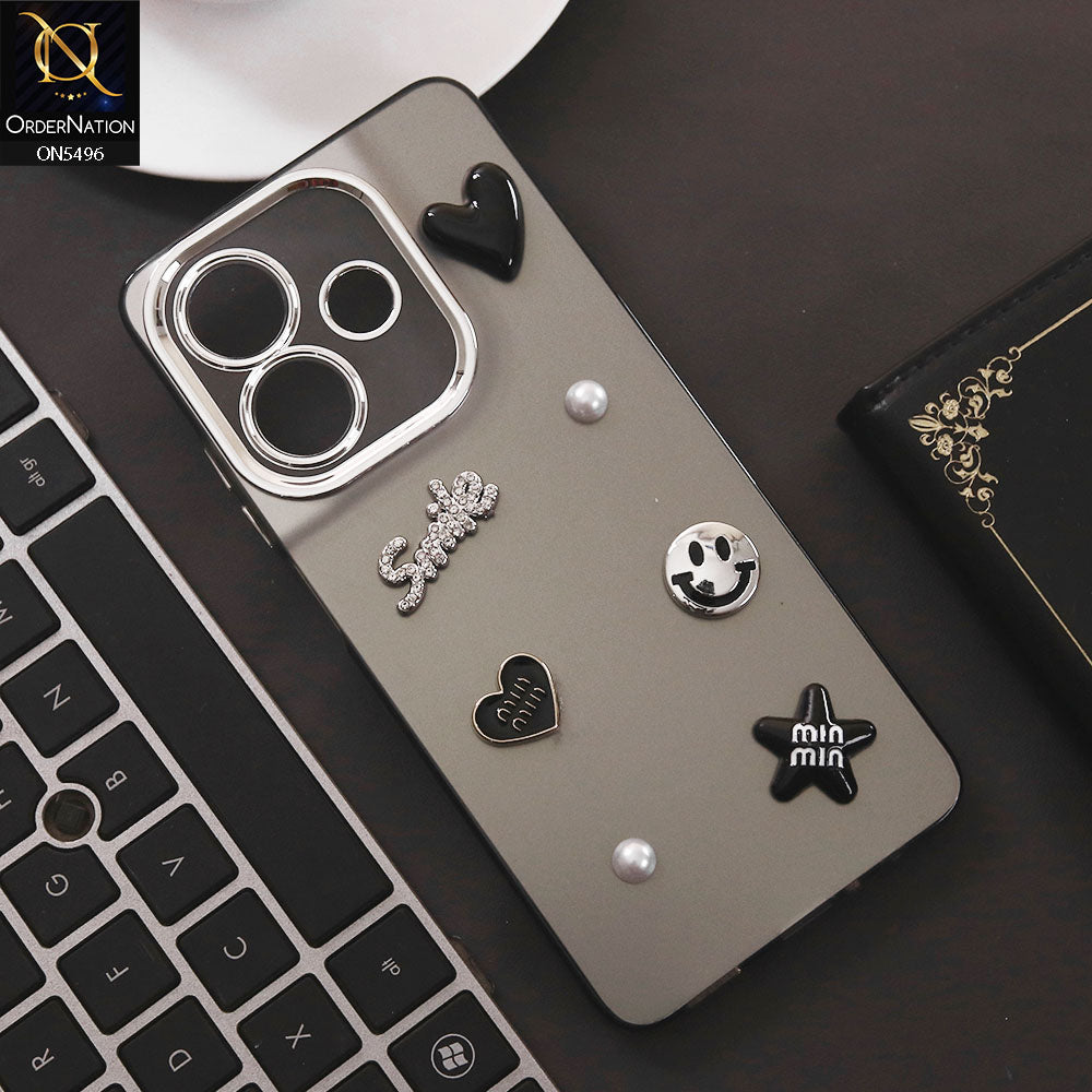 Oppo A3x 4G Cover - Black - 3D Smile Cartoon Matte Shinny Case With Camera Protection Soft Border Case