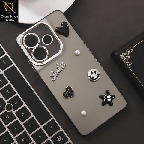 Oppo A3x 4G Cover - Black - 3D Smile Cartoon Matte Shinny Case With Camera Protection Soft Border Case