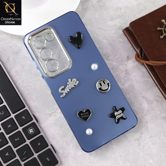 Oppo A5 4G Cover - Blue - 3D Smile Cartoon Matte Shinny Case With Camera Protection Soft Border Case