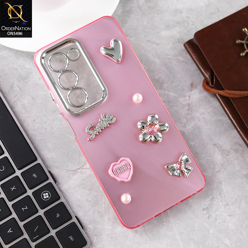 Oppo A5 4G Cover - Pink - 3D Smile Cartoon Matte Shinny Case With Camera Protection Soft Border Case