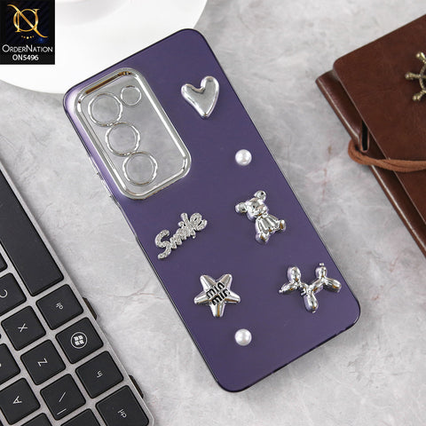 Oppo A5 5G Cover - Purple - 3D Smile Cartoon Matte Shinny Case With Camera Protection Soft Border Case