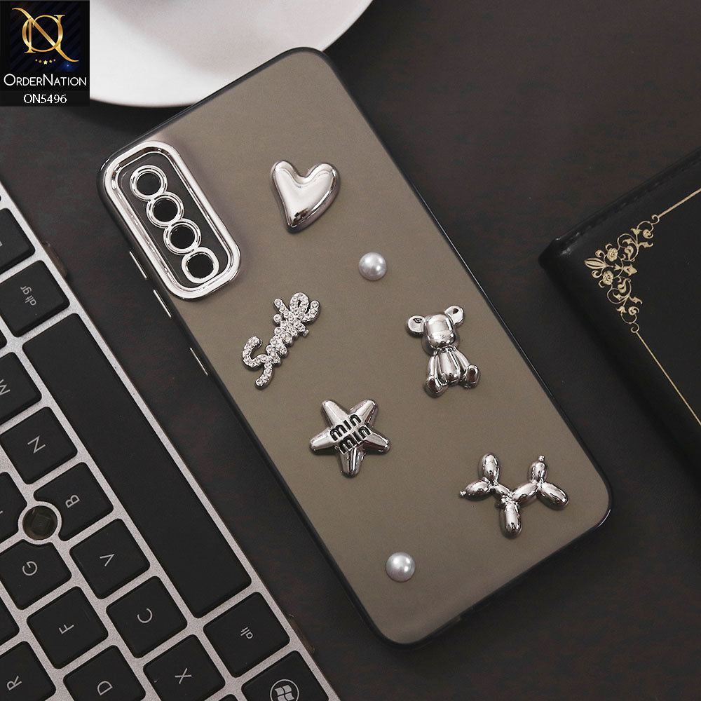 Samsung Galaxy A50 Cover - Black - 3D Smile Cartoon Matte Shinny Case With Camera Protection Soft Border Case