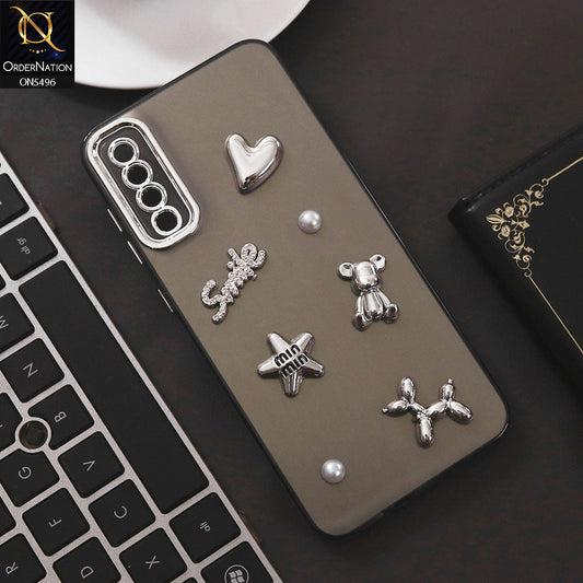 Samsung Galaxy A50 Cover - Black - 3D Smile Cartoon Matte Shinny Case With Camera Protection Soft Border Case