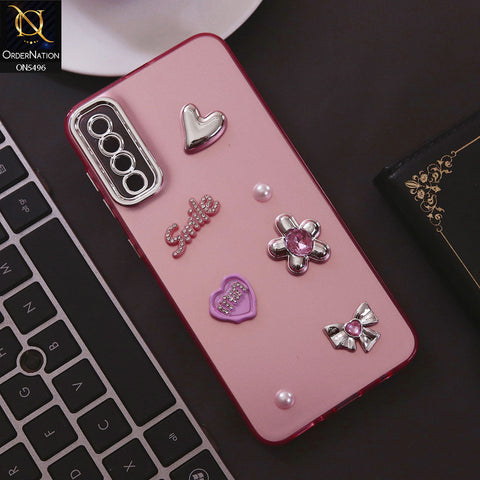 Samsung Galaxy A50 Cover - Pink - 3D Smile Cartoon Matte Shinny Case With Camera Protection Soft Border Case