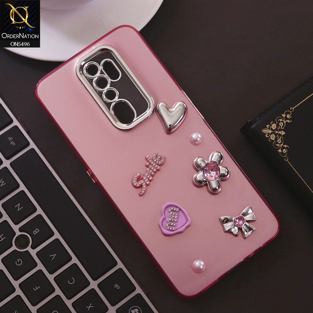 Oppo A9 2020 Cover - Pink - 3D Smile Cartoon Matte Shinny Case With Camera Protection Soft Border Case