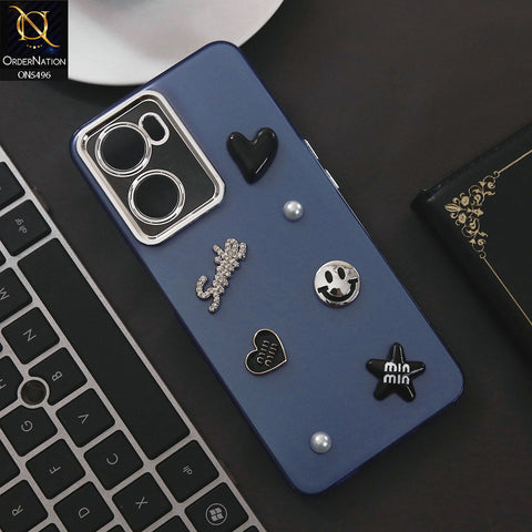 Oppo A57s Cover - Blue - 3D Smile Cartoon Matte Shinny Case With Camera Protection Soft Border Case