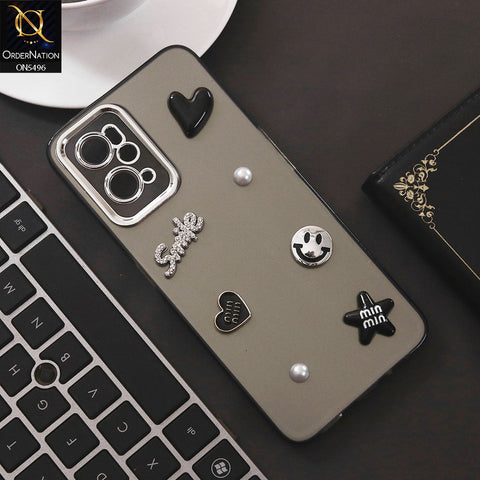Oppo A96 4G Cover - Black - 3D Smile Cartoon Matte Shinny Case With Camera Protection Soft Border Case
