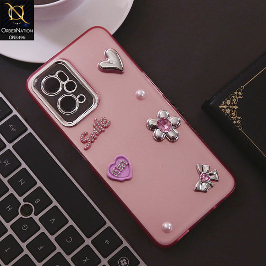 Oppo A36 Cover - Pink - 3D Smile Cartoon Matte Shinny Case With Camera Protection Soft Border Case