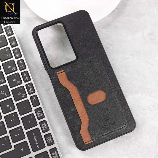 Realme C71 Cover - Black - New Premium Soft Tpu Leather Textured Case With Card Holder