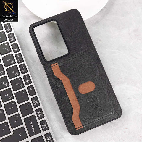 Realme C71 Cover - Black - New Premium Soft Tpu Leather Textured Case With Card Holder