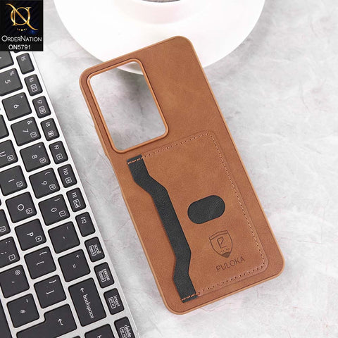 Realme C71 Cover - Brown - New Premium Soft Tpu Leather Textured Case With Card Holder