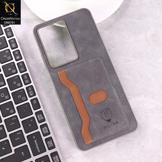 Realme C71 Cover - Gray - New Premium Soft Tpu Leather Textured Case With Card Holder