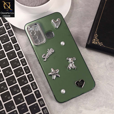 Infinix Hot 9 Cover - Green -  3D Smile Cartoon Matte Shinny Case With Camera Protection Soft Border Case