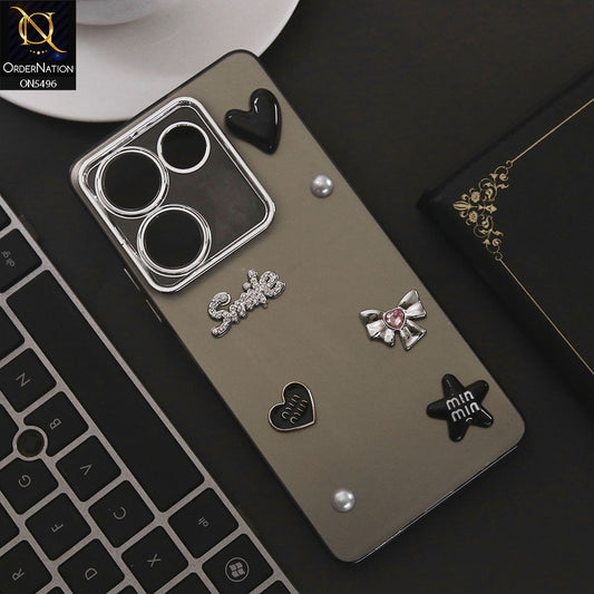 Tecno Camon 20 Cover - Black - 3D Smile Cartoon Matte Shinny Case With Camera Protection Soft Border Case