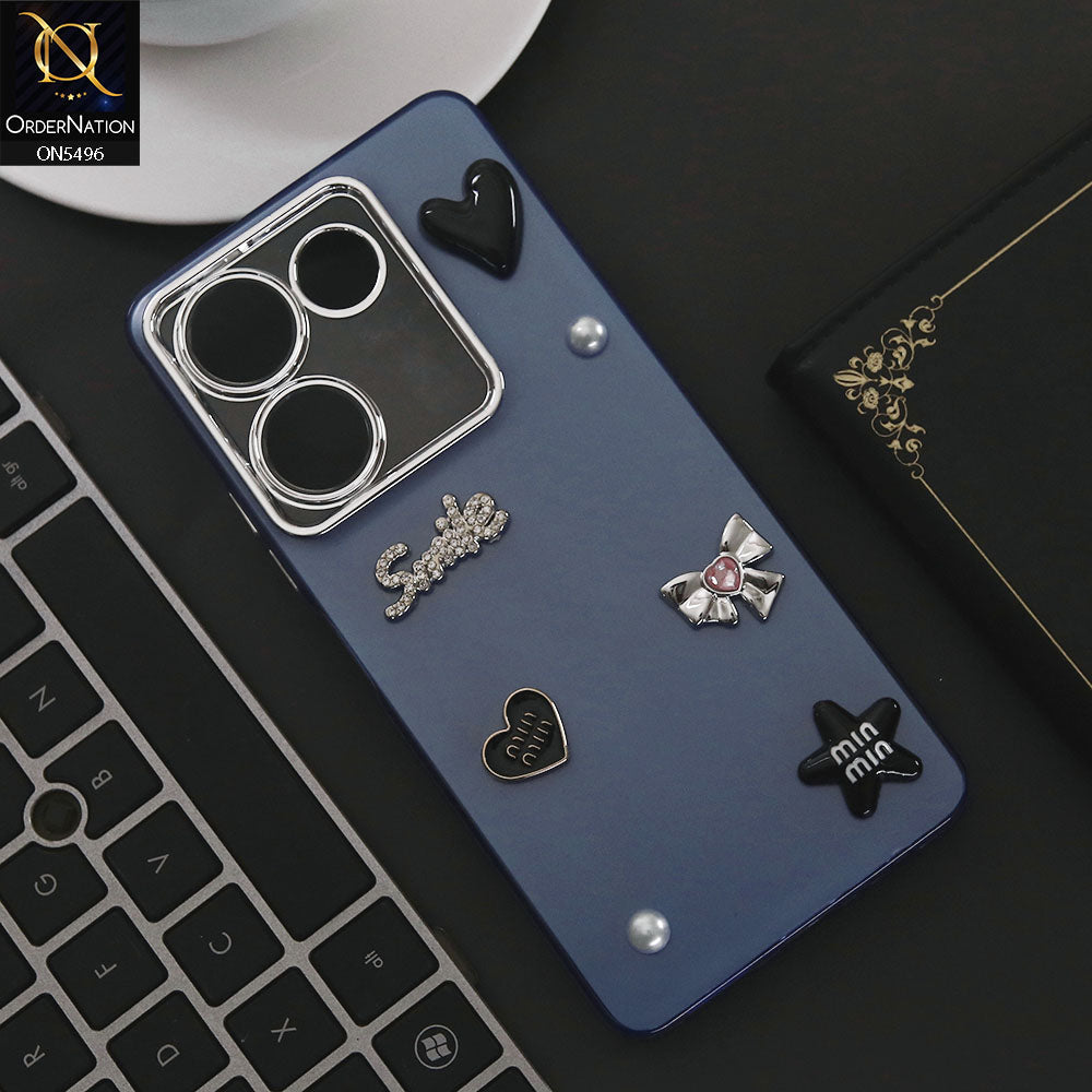 Tecno Camon 20 Pro Cover - Blue - 3D Smile Cartoon Matte Shinny Case With Camera Protection Soft Border Case