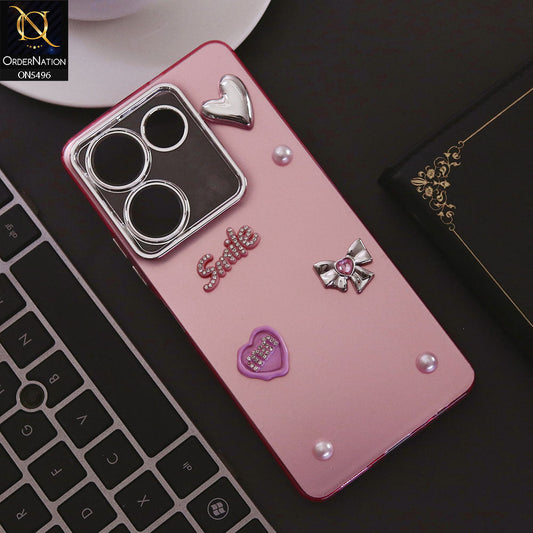 Tecno Camon 20 Cover - Pink - 3D Smile Cartoon Matte Shinny Case With Camera Protection Soft Border Case