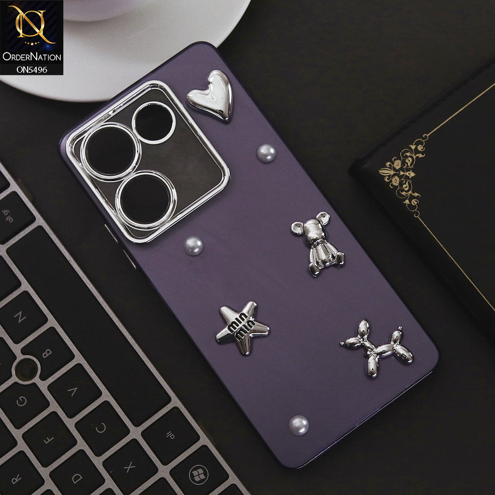 Tecno Camon 20 Pro Cover - Purple - 3D Smile Cartoon Matte Shinny Case With Camera Protection Soft Border Case