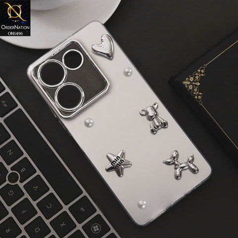 Tecno Camon 20 Pro Cover - Silver - 3D Smile Cartoon Matte Shinny Case With Camera Protection Soft Border Case