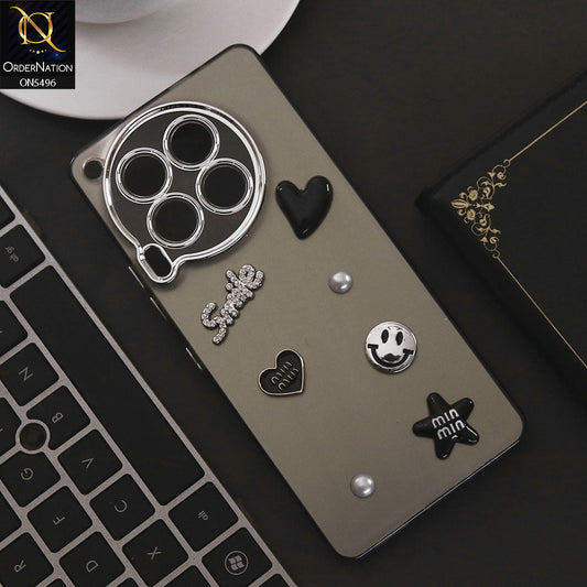 Tecno Camon 30 Cover - Black - 3D Smile Cartoon Matte Shinny Case With Camera Protection Soft Border Case