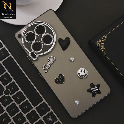 Tecno Camon 30 Cover - Black - 3D Smile Cartoon Matte Shinny Case With Camera Protection Soft Border Case