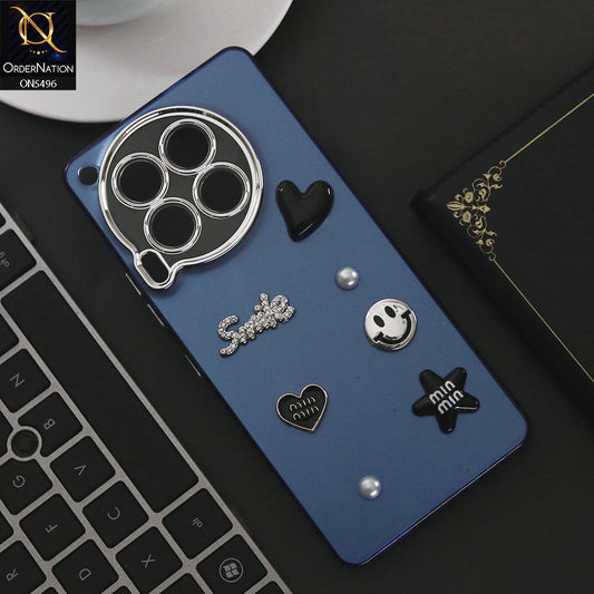 Tecno Camon 30 Cover - Blue - 3D Smile Cartoon Matte Shinny Case With Camera Protection Soft Border Case