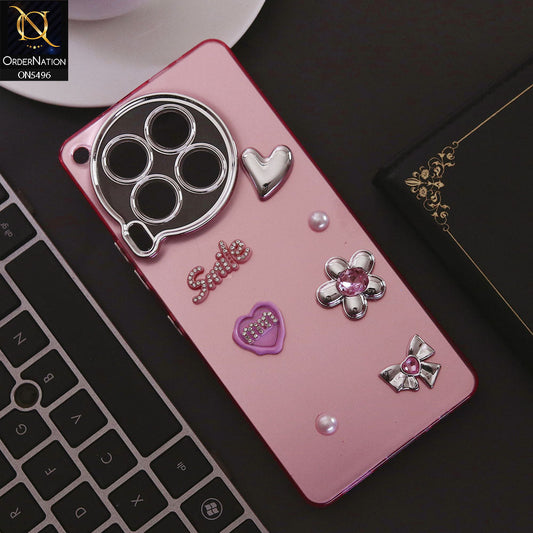 Tecno Camon 30 Cover - Pink - 3D Smile Cartoon Matte Shinny Case With Camera Protection Soft Border Case