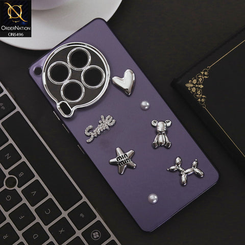 Tecno Camon 30 Cover - Purple - 3D Smile Cartoon Matte Shinny Case With Camera Protection Soft Border Case