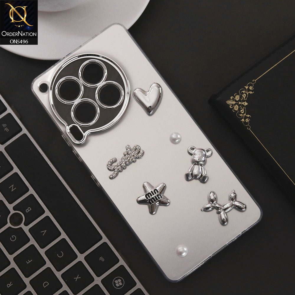 Tecno Camon 30 Cover - Silver - 3D Smile Cartoon Matte Shinny Case With Camera Protection Soft Border Case