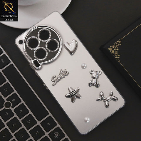 Tecno Camon 30 Cover - Silver - 3D Smile Cartoon Matte Shinny Case With Camera Protection Soft Border Case