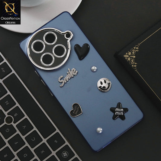 Tecno Camon 30S Cover - Blue - 3D Smile Cartoon Matte Shinny Case With Camera Protection Soft Border Case