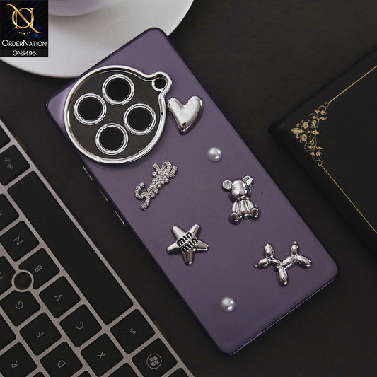 Tecno Camon 30S Cover - Purple - 3D Smile Cartoon Matte Shinny Case With Camera Protection Soft Border Case