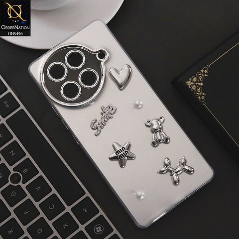 Tecno Camon 30S Cover - Silver - 3D Smile Cartoon Matte Shinny Case With Camera Protection Soft Border Case