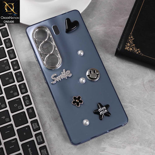 Tecno Camon 40 Cover - Blue -  3D Smile Cartoon Matte Shinny Case With Camera Protection Soft Border Case