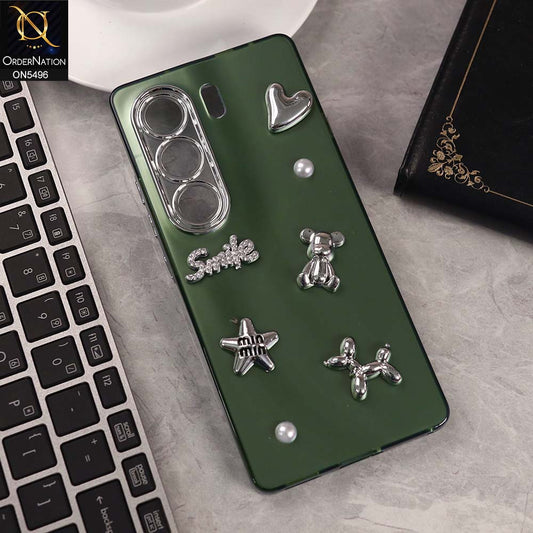 Tecno Camon 40 Cover - Green -  3D Smile Cartoon Matte Shinny Case With Camera Protection Soft Border Case