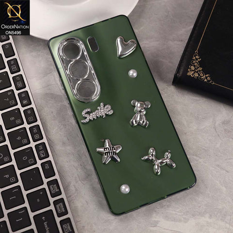 Tecno Camon 40 Cover - Green -  3D Smile Cartoon Matte Shinny Case With Camera Protection Soft Border Case