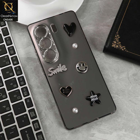 Tecno Camon 40 Pro Cover - Black -  3D Smile Cartoon Matte Shinny Case With Camera Protection Soft Border Case