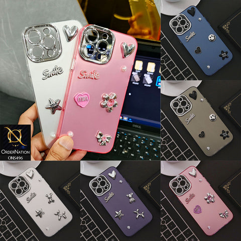 Tecno Pop 7 Pro Cover - Blue - 3D Smile Cartoon Matte Shinny Case With Camera Protection Soft Border Case