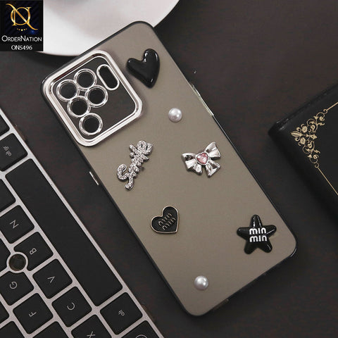 Oppo F19 Pro Cover - Black - 3D Smile Cartoon Matte Shinny Case With Camera Protection Soft Border Case