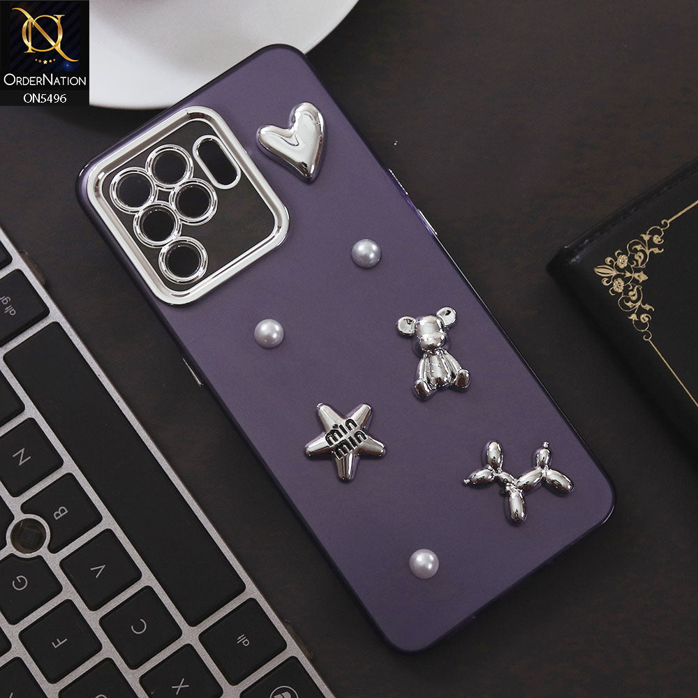 Oppo A94 Cover - Purple - 3D Smile Cartoon Matte Shinny Case With Camera Protection Soft Border Case