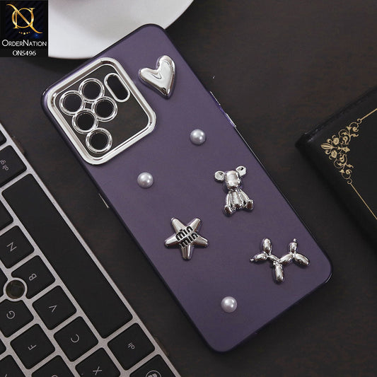 Oppo A94 Cover - Purple - 3D Smile Cartoon Matte Shinny Case With Camera Protection Soft Border Case