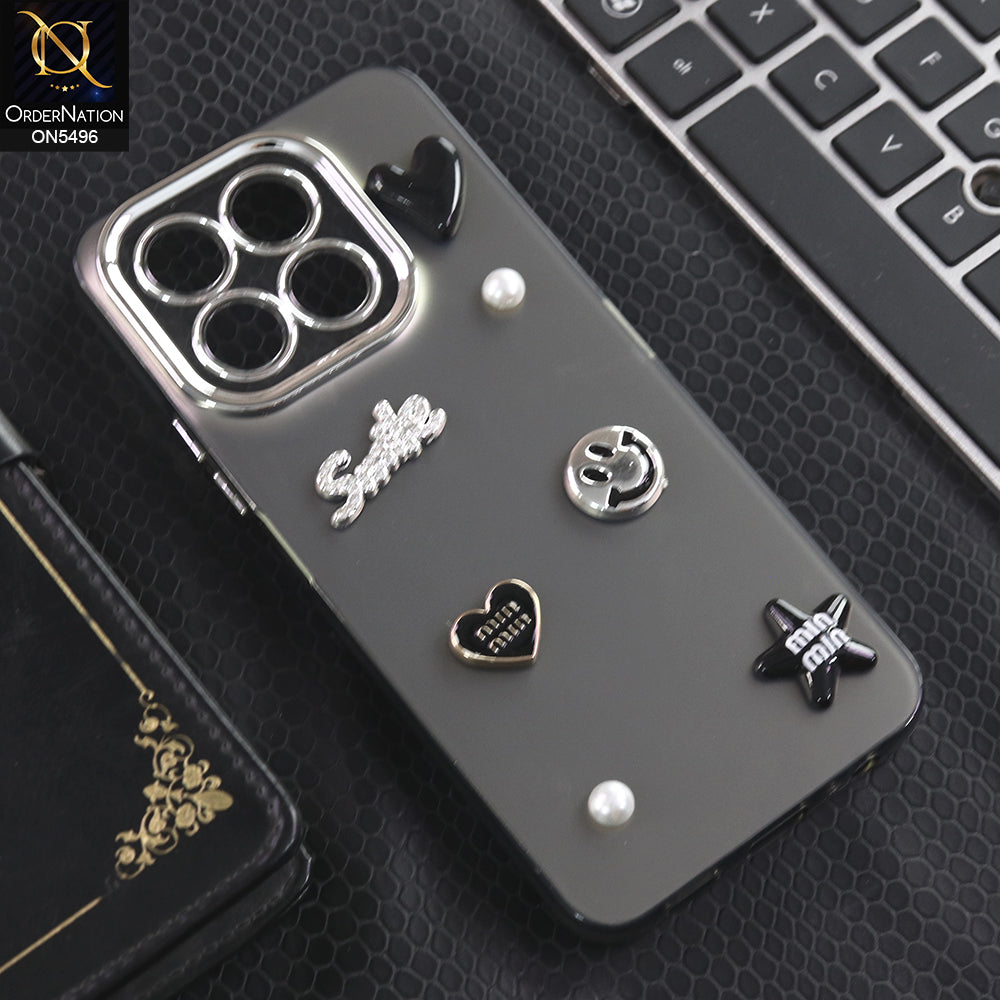 Honor X6c - Black -  3D Smile Cartoon Matte Shinny Case With Camera Protection Soft Border Case