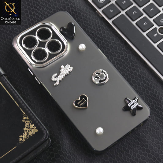 Honor X6c - Black -  3D Smile Cartoon Matte Shinny Case With Camera Protection Soft Border Case